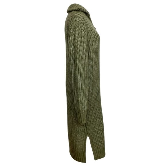 RUBY MOON GREEN KNIT ZIPPED MOCK NECK LONG SLEEVE SWEATER DRESS - S - Picture 2 of 11